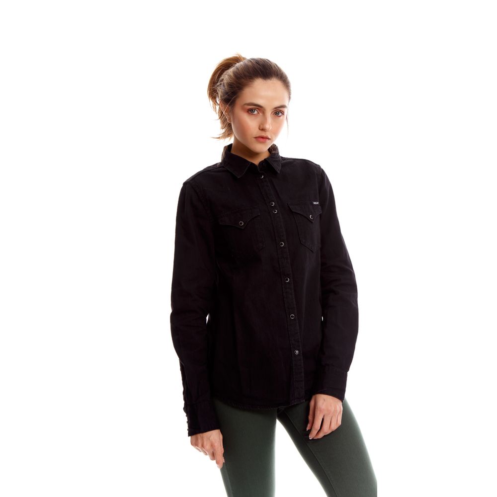 Camisa De Manga Larga Para Mujer 6 Oz Black Denim