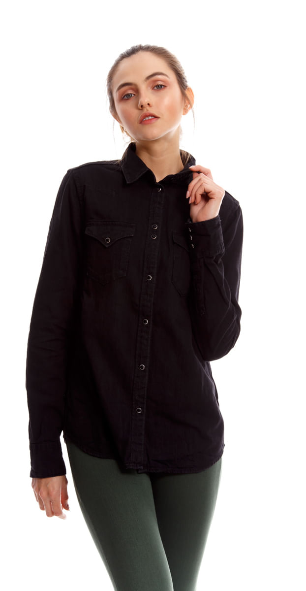 Camisa-Para-Mujer-6-Oz-Black-Denim-Replay