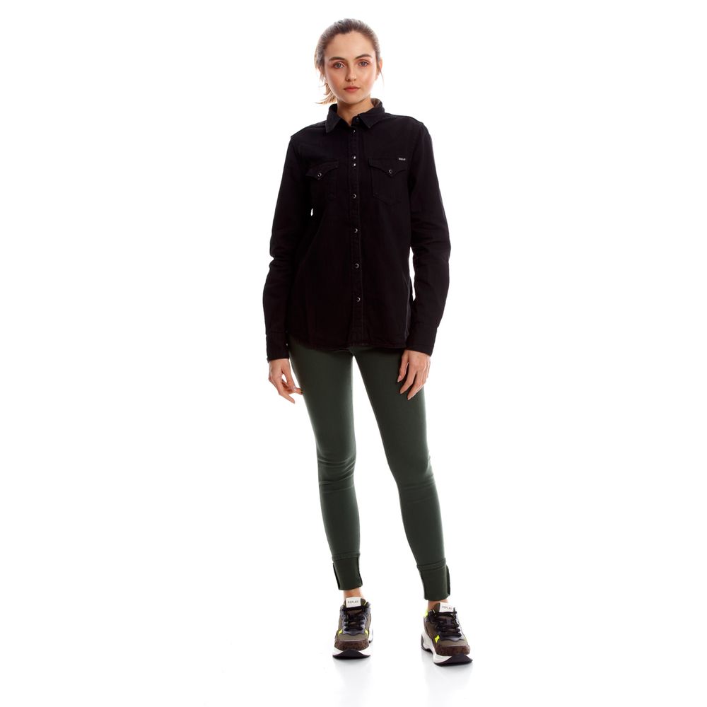 Camisa De Manga Larga Para Mujer 6 Oz Black Denim