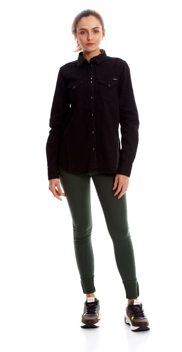 Camisa-Para-Mujer-6-Oz-Black-Denim-Replay