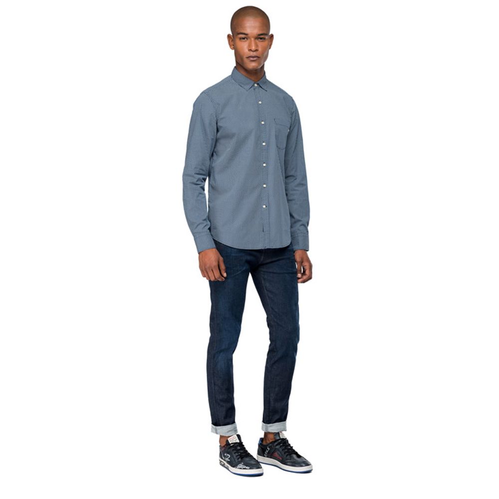 Camisa Manga Corta Para Hombre Micro Dots Printed Fabric