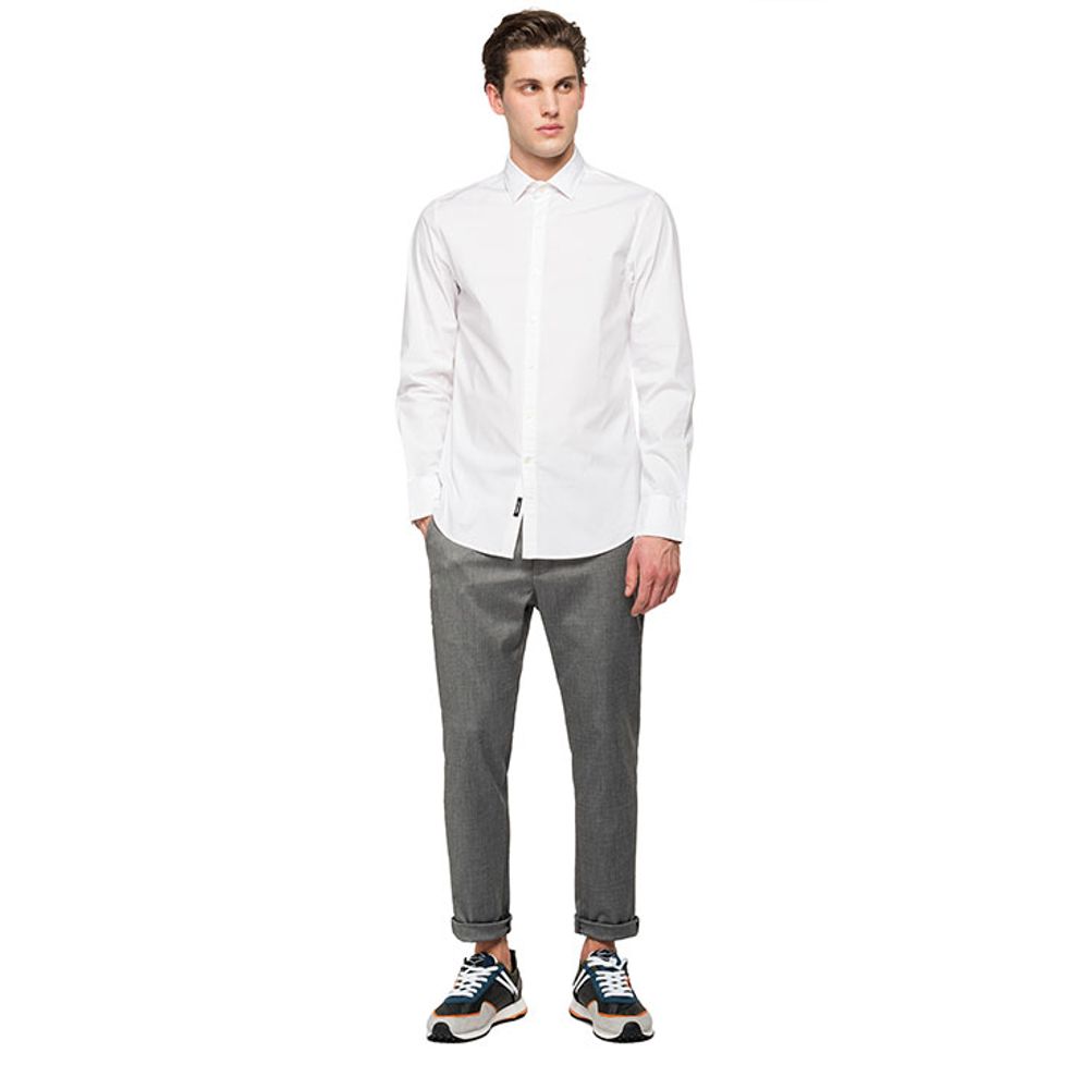 Camisa Manga Larga Para Hombre Stretch Popeline