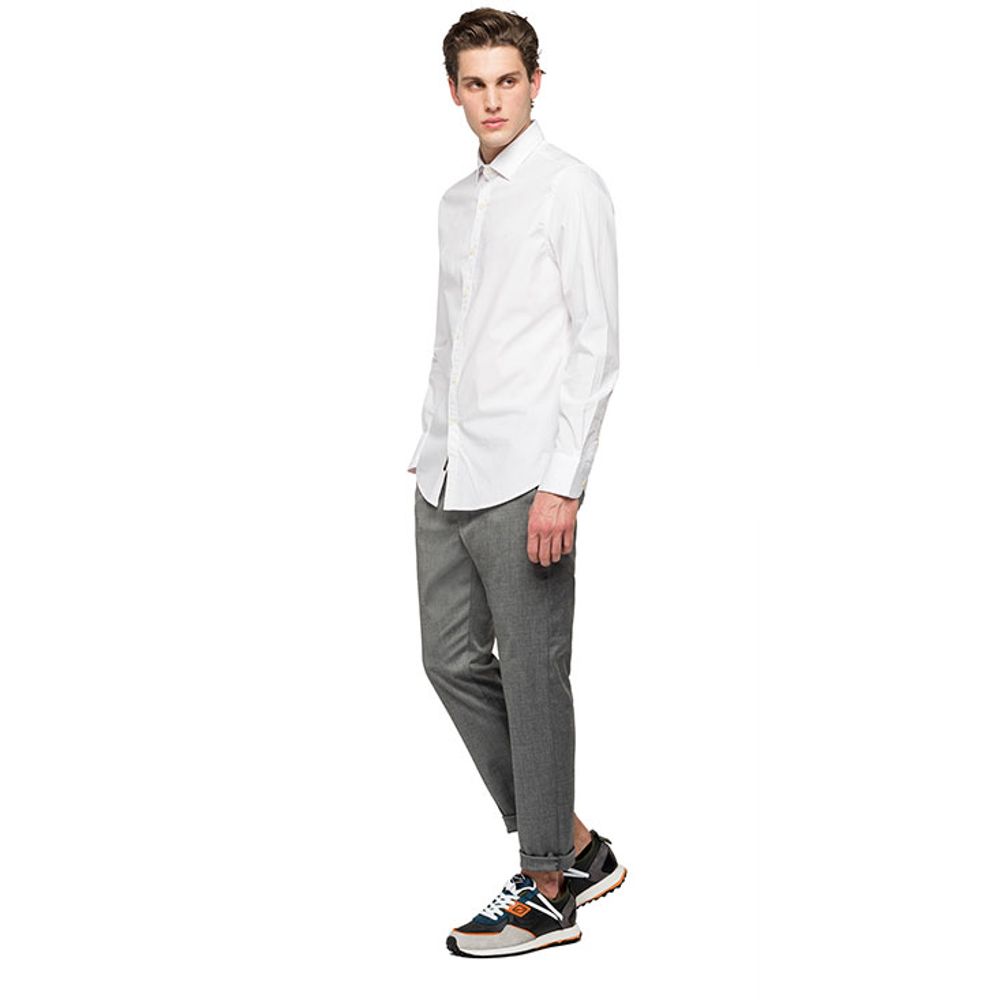 Camisa Manga Larga Para Hombre Stretch Popeline