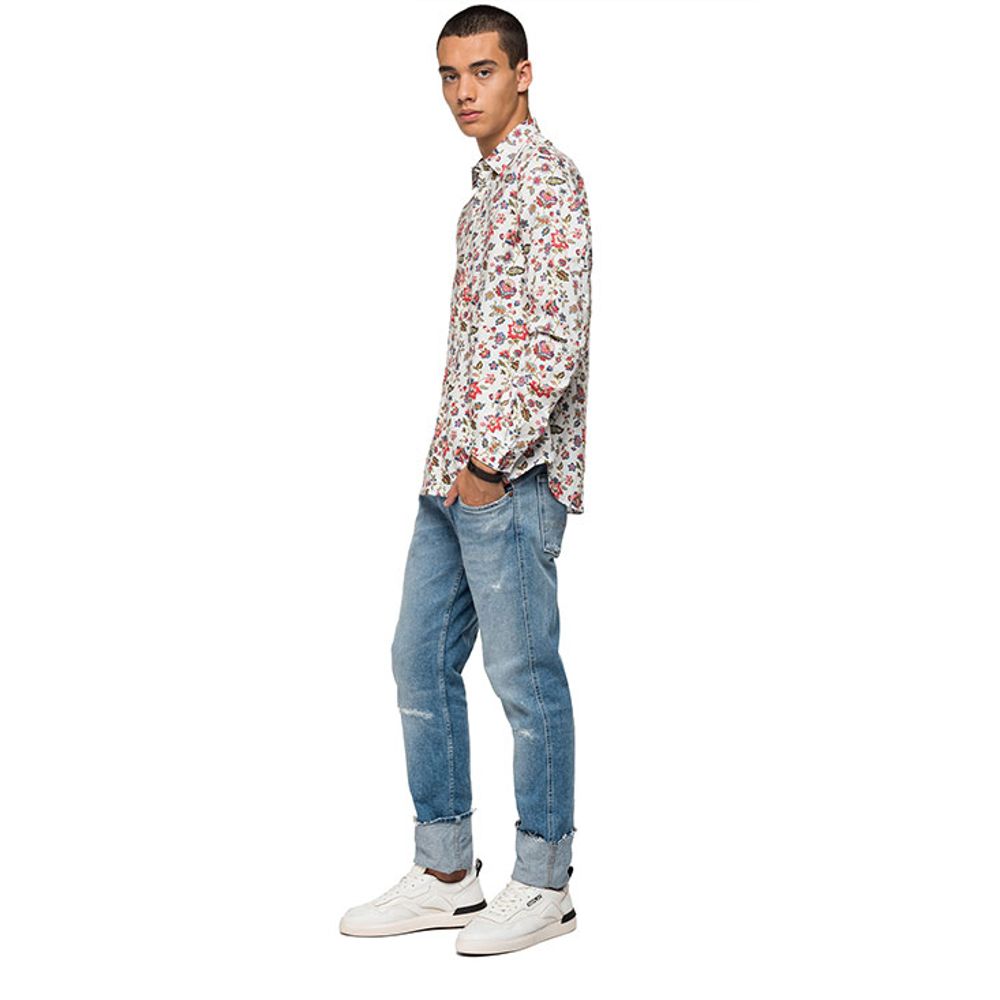 Camisa Manga Larga Para Hombre Printed Cotton Dobby