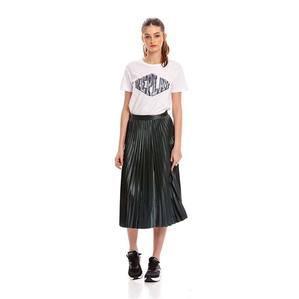 Falda Media Para Mujer Heavy Satin Plisse