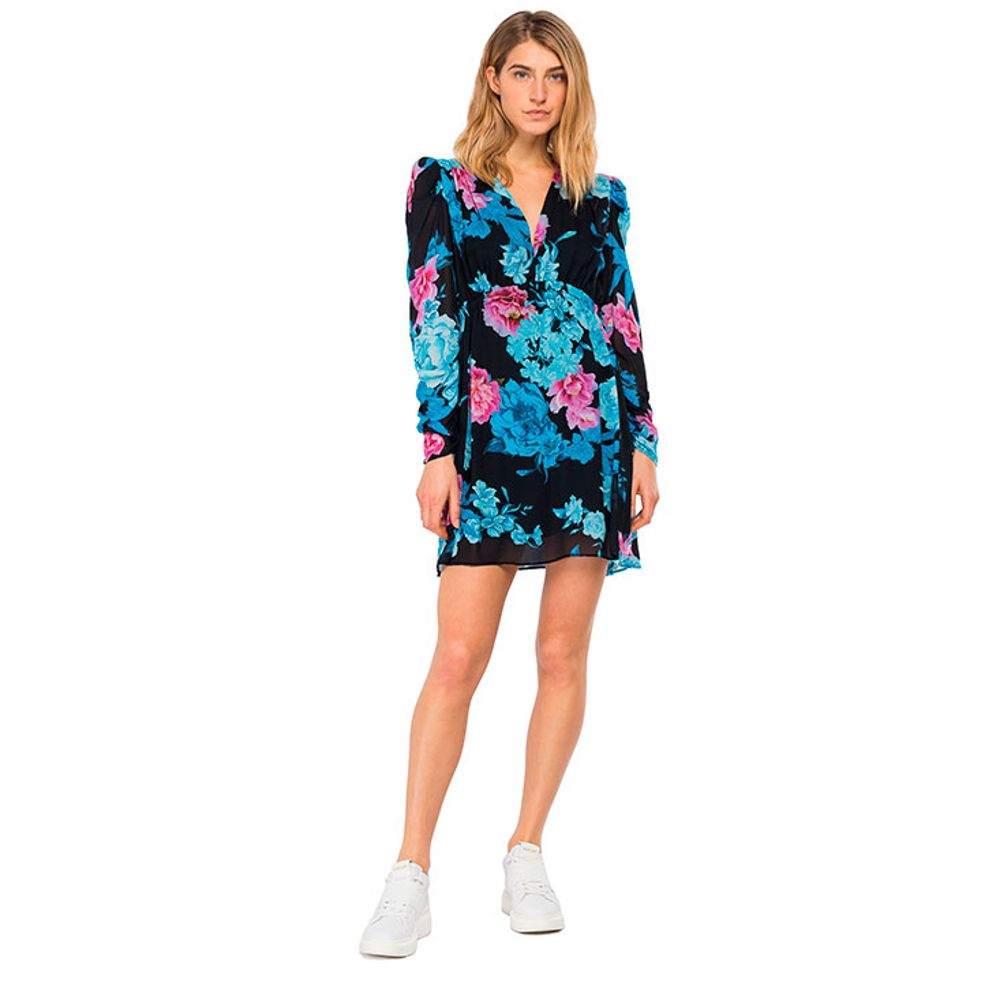 Vestido Corto Para Mujer All Over Printed Viscose Georgette
