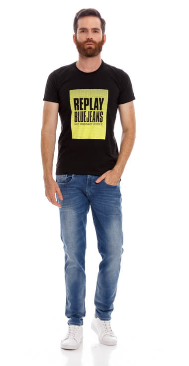 Camiseta-Para-Hombre-Garment-Dyed-Single-Replay