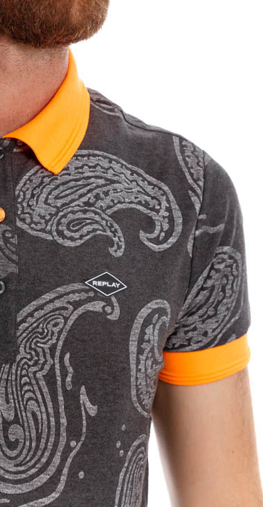 Polo-Para-Hombre-All-Over-Cachemire-Melange-Jersey-Replay