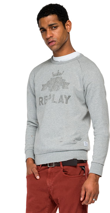 Buzo-Hoodie-Cerrado-Para-Hombre-Piece-Dyed-Cotton-Fleece-Replay