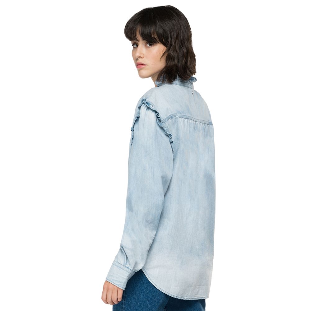 Camisa De Manga Larga Para Mujer 7 Oz Deep Blue Denim 4163